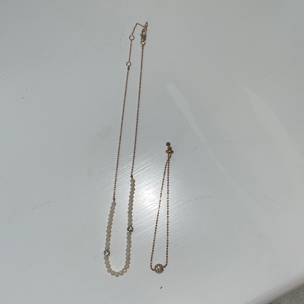 Fossil gold necklace and bracelet set